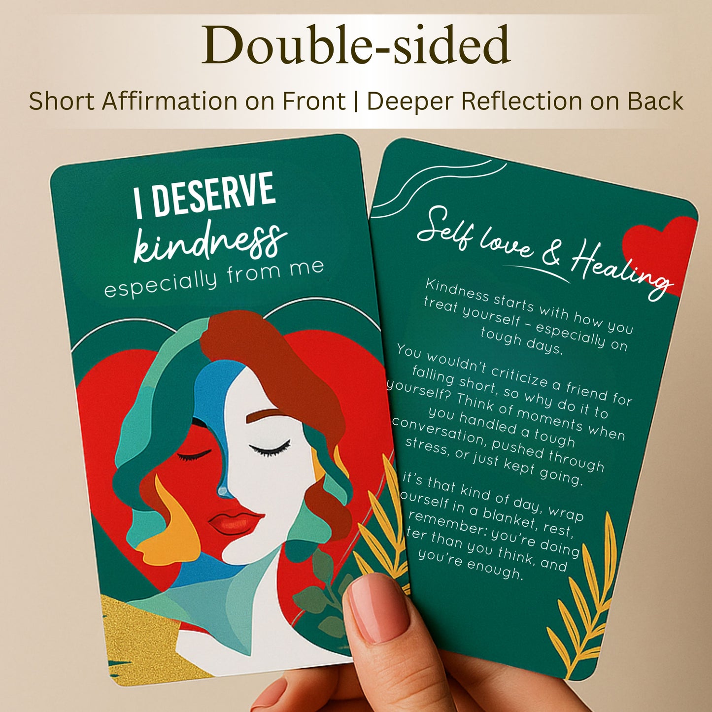 Affirmation Cards for Women – Bold & Beautiful Gift Set with 44 Daily Empowering Quotes + Wooden Stand
